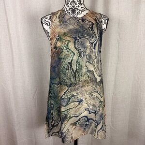 Show Me Your Mumu Snake Print Sleeveless Sherman Tunic Tank Small Sheer Overlay